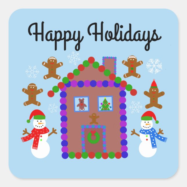 Happy Holidays Snowman & House #3-2 Stickers (Vorderseite)