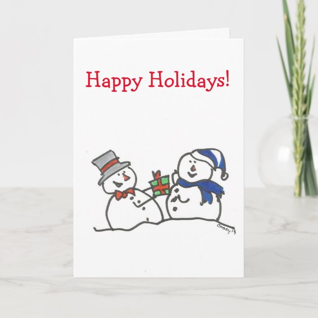 Happy Holidays Snowman Karte (Vorderseite)