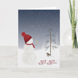 Happy Holidays Snowman mit Stern Feiertagskarte