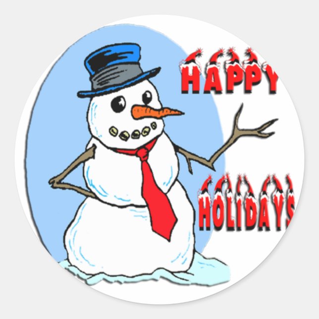 Happy Holidays Snowman Runder Aufkleber (Vorderseite)