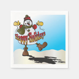Happy Holidays Snowman Serviette