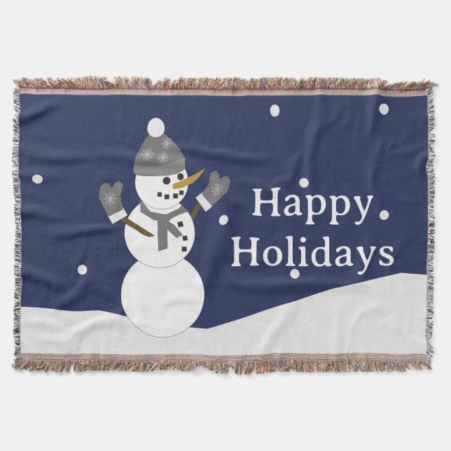 Happy Holidays Snowman with mittens Decke (Vorderseite)