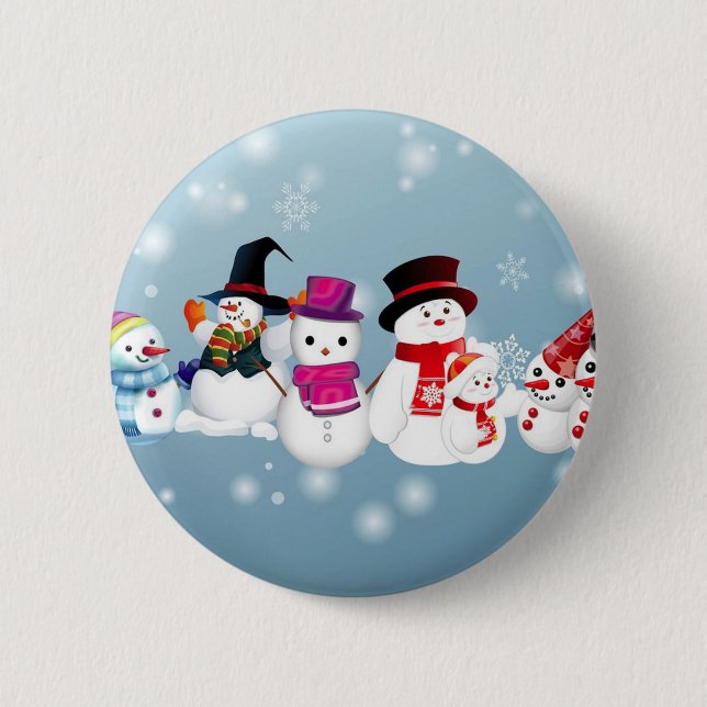 Happy Holidays Snowmen Button (Vorderseite)