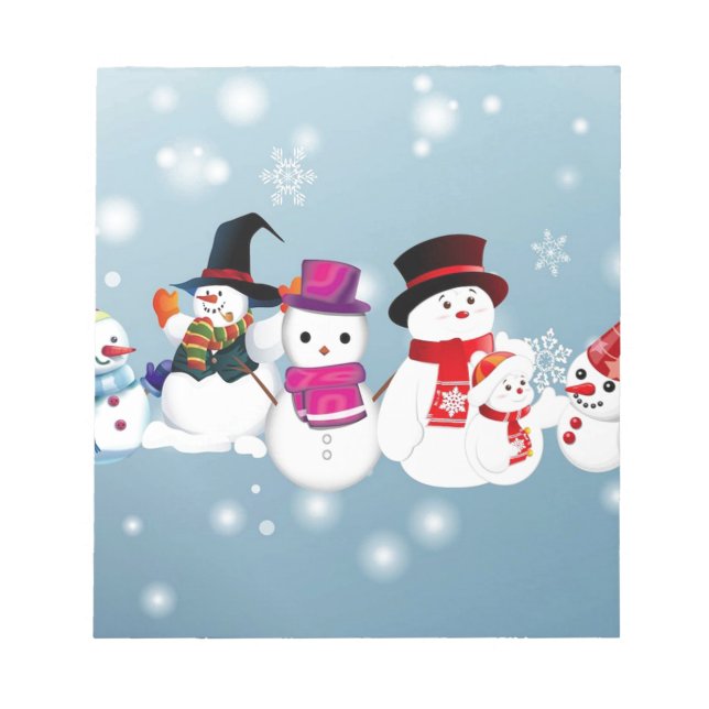 Happy Holidays Snowmen Notizblock (Vorderseite)
