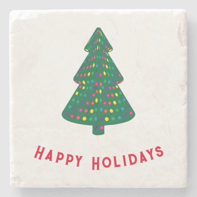 Happy Holidays Steinuntersetzer (Vorderseite)