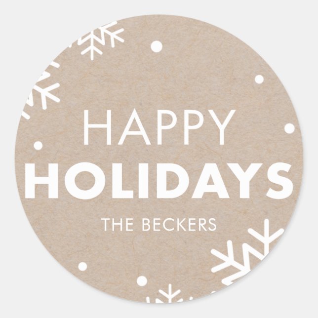 Happy Holidays Sticker Kraft (Devant)