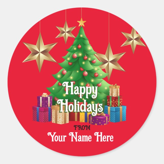 Happy Holidays Sticker Personalisiert (Vorderseite)
