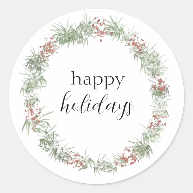 Happy Holidays Sticker | Runde (Vorderseite)