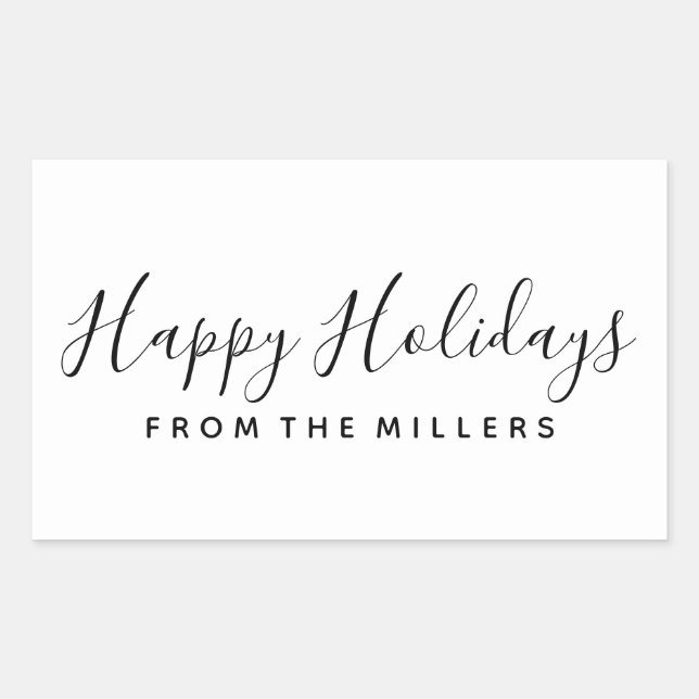 Happy Holidays Sticker Script Personalisiert (Vorderseite)