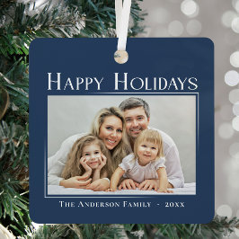 Happy Holidays Stilvoll Elegantes Foto Custom Ornament Aus Metall