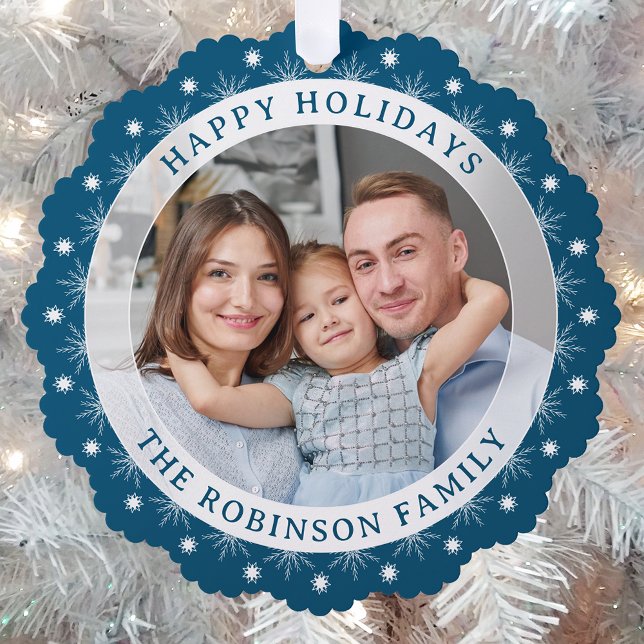 Happy Holidays Stilvolle Moderne Elegantes Foto Ornament Karte (Von Creator hochgeladen)