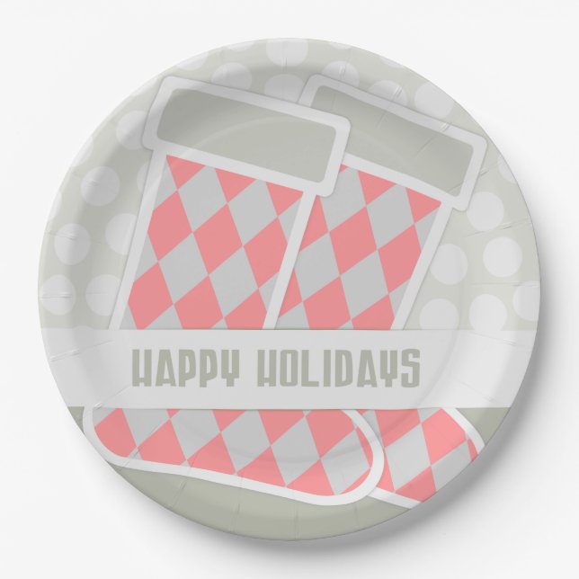 Happy Holidays Strumpf Pappteller (Vorderseite)