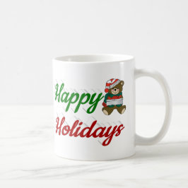 Happy Holidays Teddy Bear Weihnachtsskript Kaffeetasse