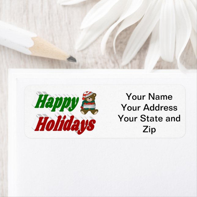 Happy Holidays Teddy Bear Weihnachtstypografie (Insitu)