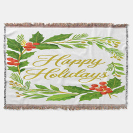 'Happy Holidays' Throw Blanket Decke