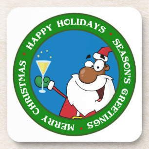 Happy Holidays Toast from Black Santa Getränkeuntersetzer