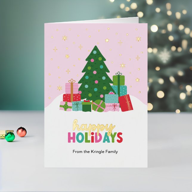 Happy Holidays Trees and Gifts in Pastel Pink (Feiertag In Situ 2)