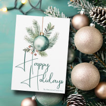 Happy Holidays Trendy Green Watercolor