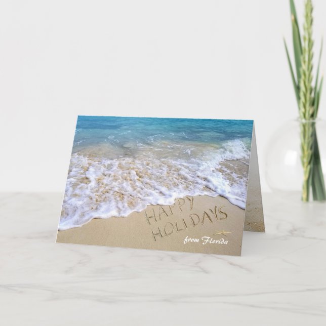 Happy Holidays Tropical Ocean Beach Karte (Vorderseite)