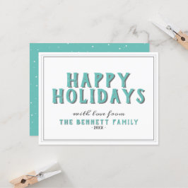 Happy Holidays Türkise Typografie Weihnachten Karte