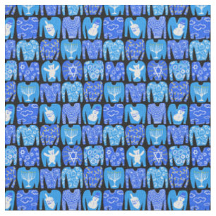 Happy Holidays Ugly Hannukah Sweater Pattern Stoff