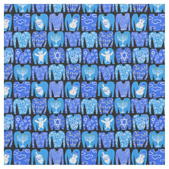 Happy Holidays Ugly Hannukah Sweater Pattern Stoff (Nahaufnahme)