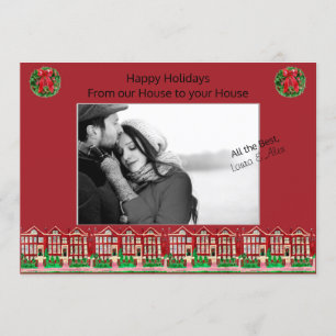 Happy Holidays: unser Haus zu Ihrem Haus Fotokarte Einladung