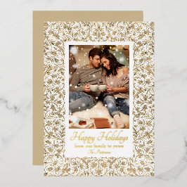 Happy Holidays Verziert florales Foto Weihnachten Folien Feiertagskarte