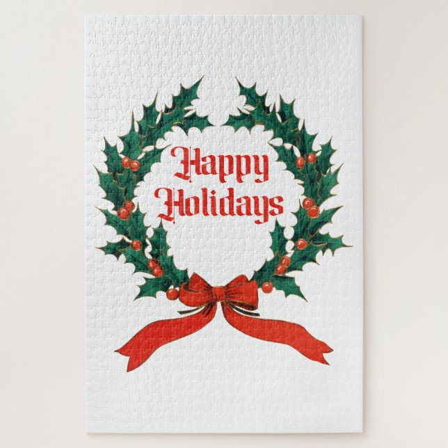 Happy Holidays Vintag Heiliger Weihnachtskranz (Vertikal)