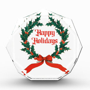 Happy Holidays Vintag Heiliger Weihnachtskranz Fotoblock