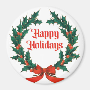 Happy Holidays Vintag Heiliger Weihnachtskranz Magnet