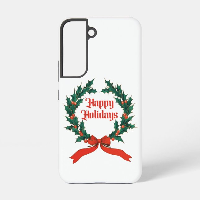 Happy Holidays Vintag Heiliger Weihnachtskranz Samsung Galaxy Hülle (Rückseite)