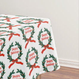 Happy Holidays Vintag Heiliger Weihnachtskranz Tischdecke