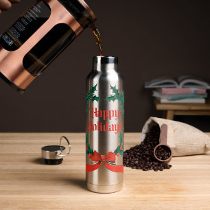 Happy Holidays Vintag Heiliger Weihnachtskranz Trinkflasche