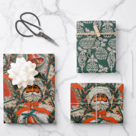 Happy Holidays Vintag Santa Geschenkpapier Set