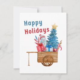 Happy Holidays Wagon mit Snowman Feiertagskarte