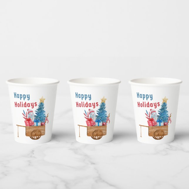 Happy Holidays Wagon mit Snowman Pappbecher (Multi)
