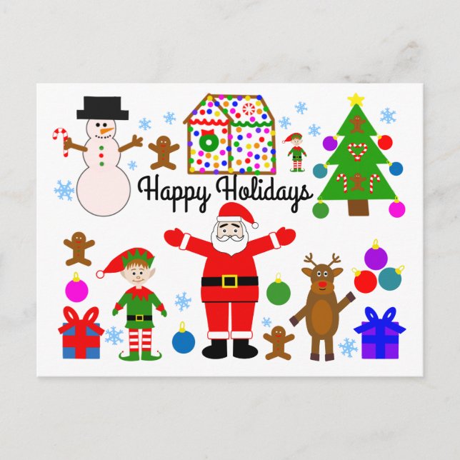 Happy Holidays Weihnachten Ansammlung #1 Postkarte (Vorderseite)