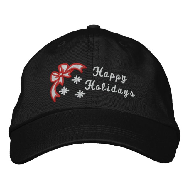 Happy Holidays Weihnachten bestickt Frauenhut Bestickte Kappe (Vorderseite)