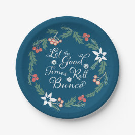 Happy Holidays Weihnachten Bunco Party Blue Green Pappteller