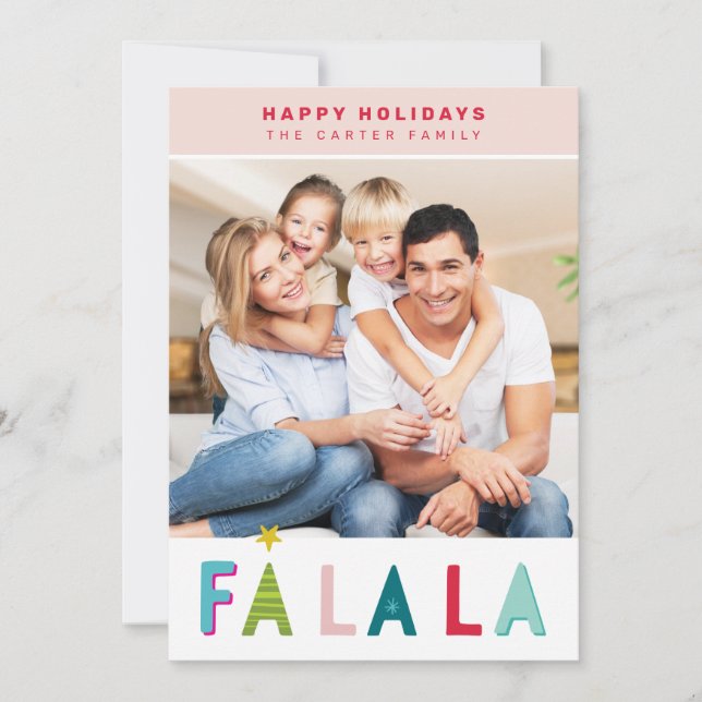 HAPPY HOLIDAYS Weihnachten falala typografie rosa (Vorderseite)