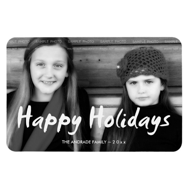 Happy Holidays Weihnachten Foto Urlaub wünscht Spa Magnet (Horizontal)