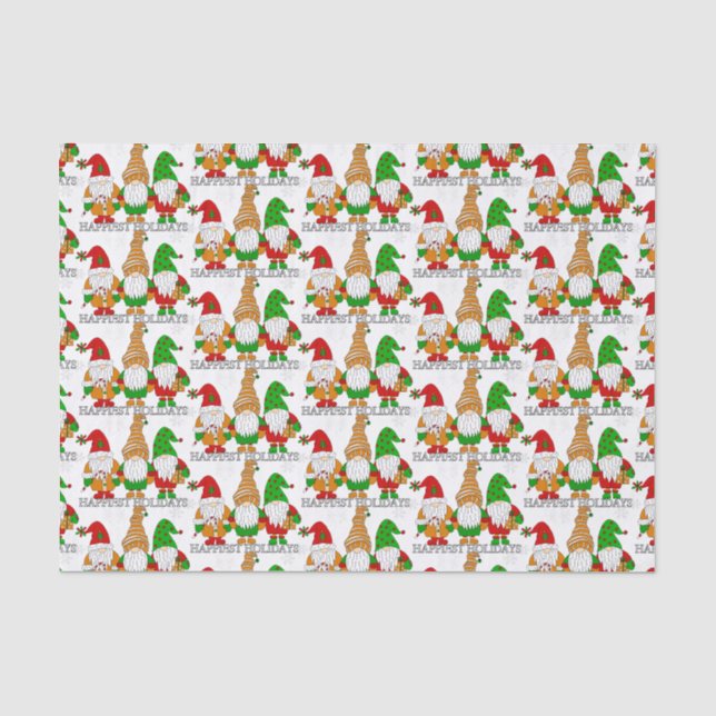Happy Holidays Weihnachten Gnomes Festiv Niedlich Seidenpapier (Vorderseite)
