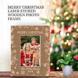 Happy Holidays Weihnachten Gruß Niedlichen Text Fo Geätzte Rahmen
