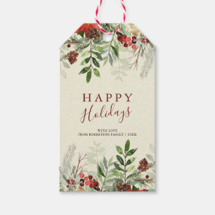Happy Holidays   Weihnachten Holly Berries Gift Ta Geschenkanhänger