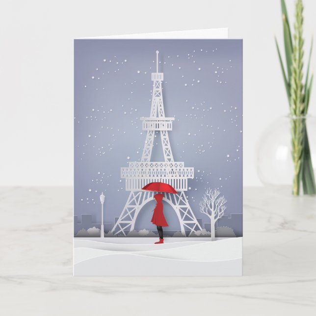 Happy Holidays | Weihnachten in Paris Karte (Vorderseite)