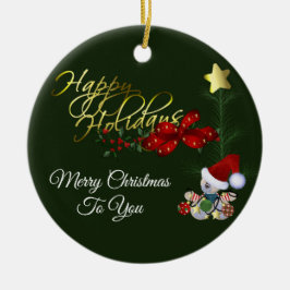 Happy Holidays Weihnachten Keramik Ornament