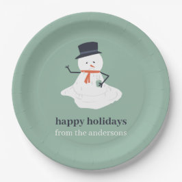 Happy Holidays Weihnachten Melting Snowman Niedlic Pappteller
