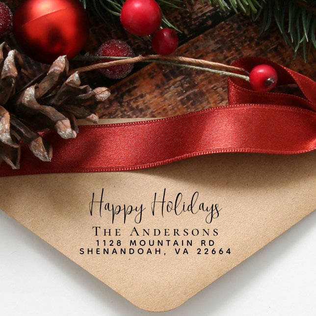 Happy Holidays Weihnachten Rücksendeadresse Permastempel (Von Creator hochgeladen)