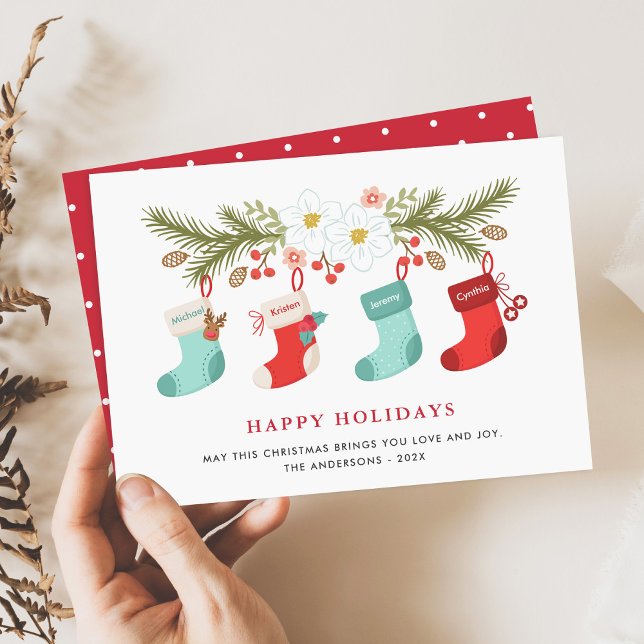 Happy Holidays Weihnachten Strümpfe 4 Familienname (Von Creator hochgeladen)